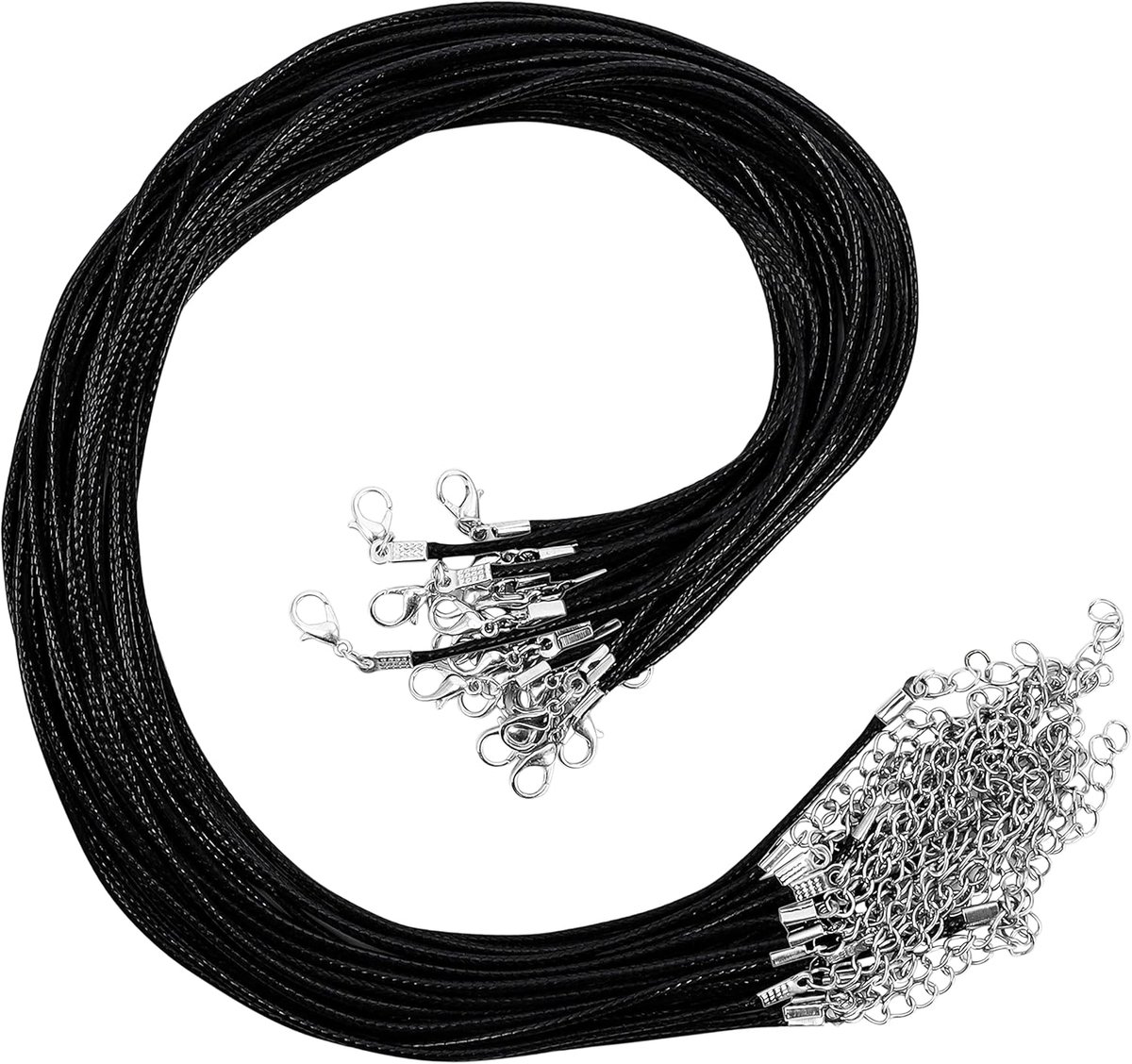 Zwarte Polyester Kettingen Koord met Ketting en Kreeftklem (25 Pak) – 42,5 cm – Bulk DIY Sieraden Maken Kabel Voor Ketting Bedel Kettingen, Armbanden & Enkelbandjes
