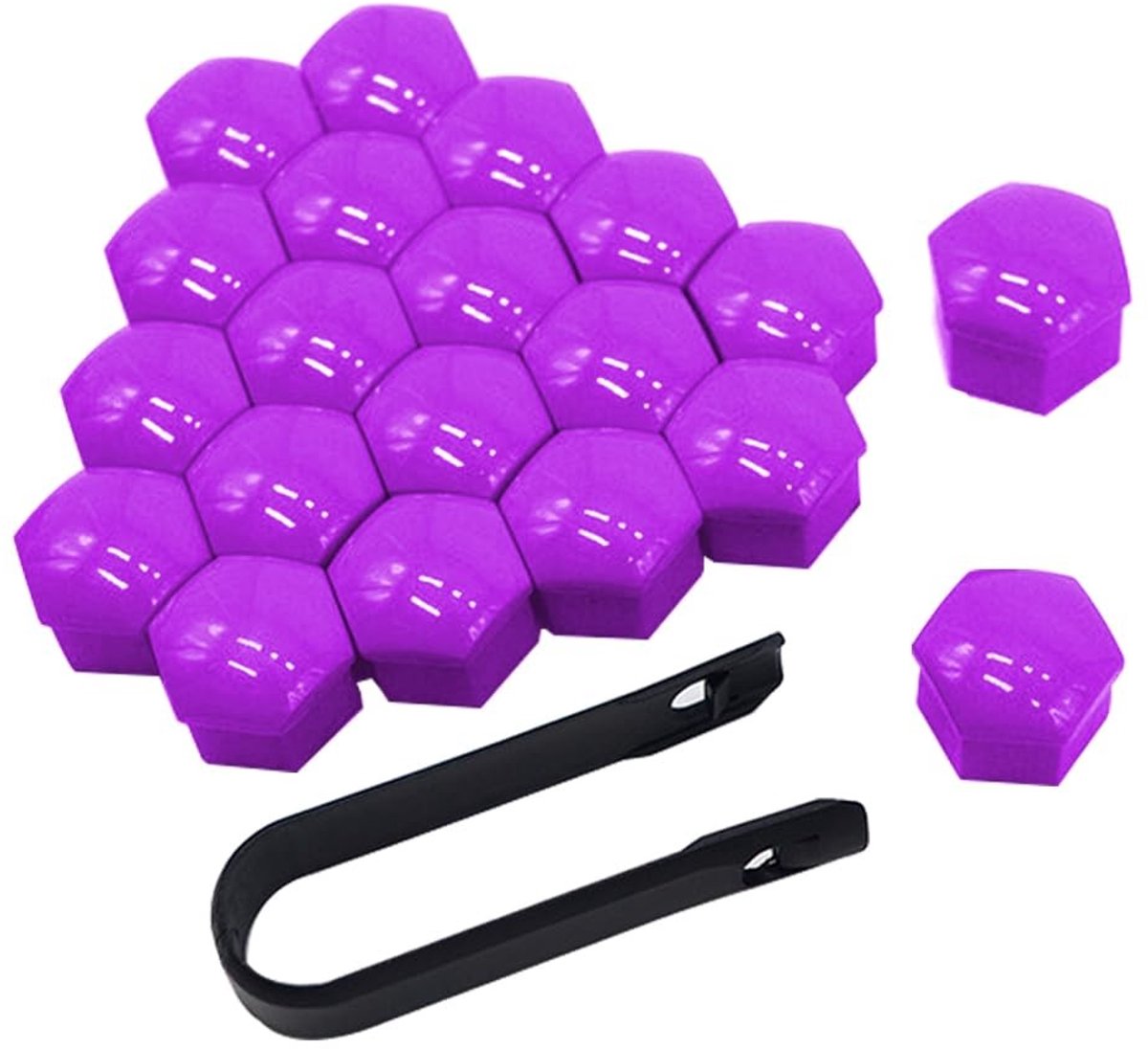 Store_9 - Car Wheel Nut Covers - 20Pcs 17mm - Universele Hub Screws - Paars - Hexagonale Doppen - Voor Auto's - Inclusief Verwijdertool