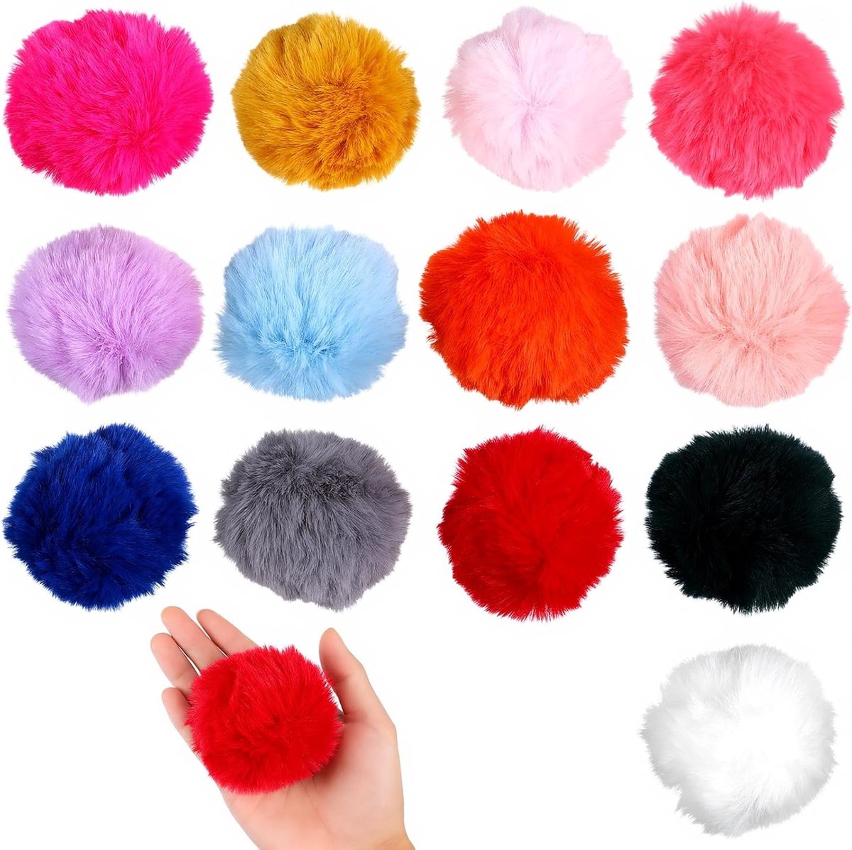 13-delige Set Neppels voor Hoeden - 23 cm Fluffy Pom Poms met Elastische Lus voor Creatieve DIY Projecten, Sleutelhangers, Schoenen en Tassen