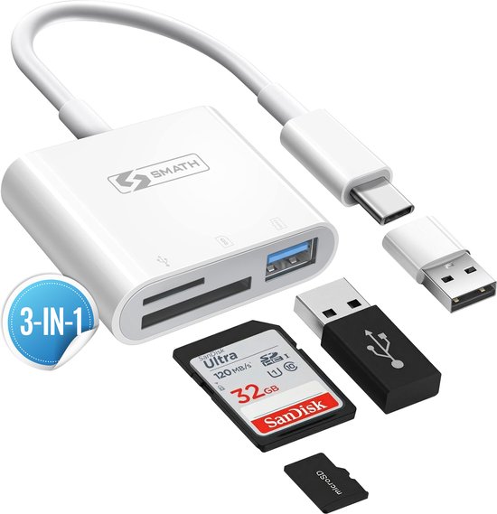 SD Micro SD TF Kaartlezer 3-in-1 US...