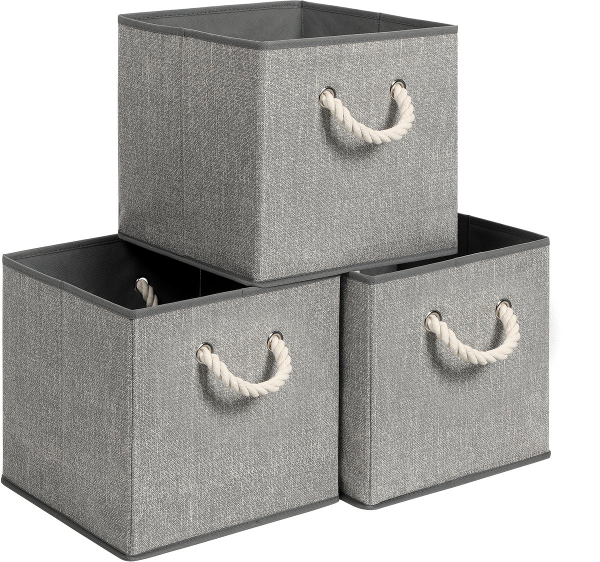 SONGMICS - Opbergbox - Opbergdoos - Set van 3 - Stoffen Boxen zonder Deksel - Met Handgrepen