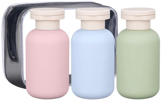 3-stuks Draagbare reisflacon - reisflacon om vloeistoffen in over te gieten - lekvrije reisflacon - 100 ml - geschikt voor het overgieten van shampoo, douchegel, crème, lotion, enz. - Roze, groen, blauw