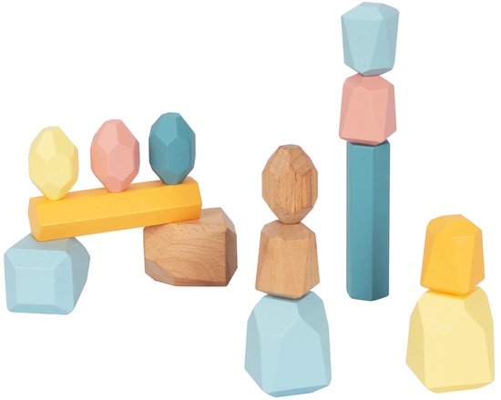 BusyKids Montessori Set - Houten Speelgoed Set 3 Jaar - Uitdagend & Educatief - Bevordert De Fijne Motoriek - Incl. Puzzel, Balansstenen & Sorteerdoos van Merkloos — afbeelding 3