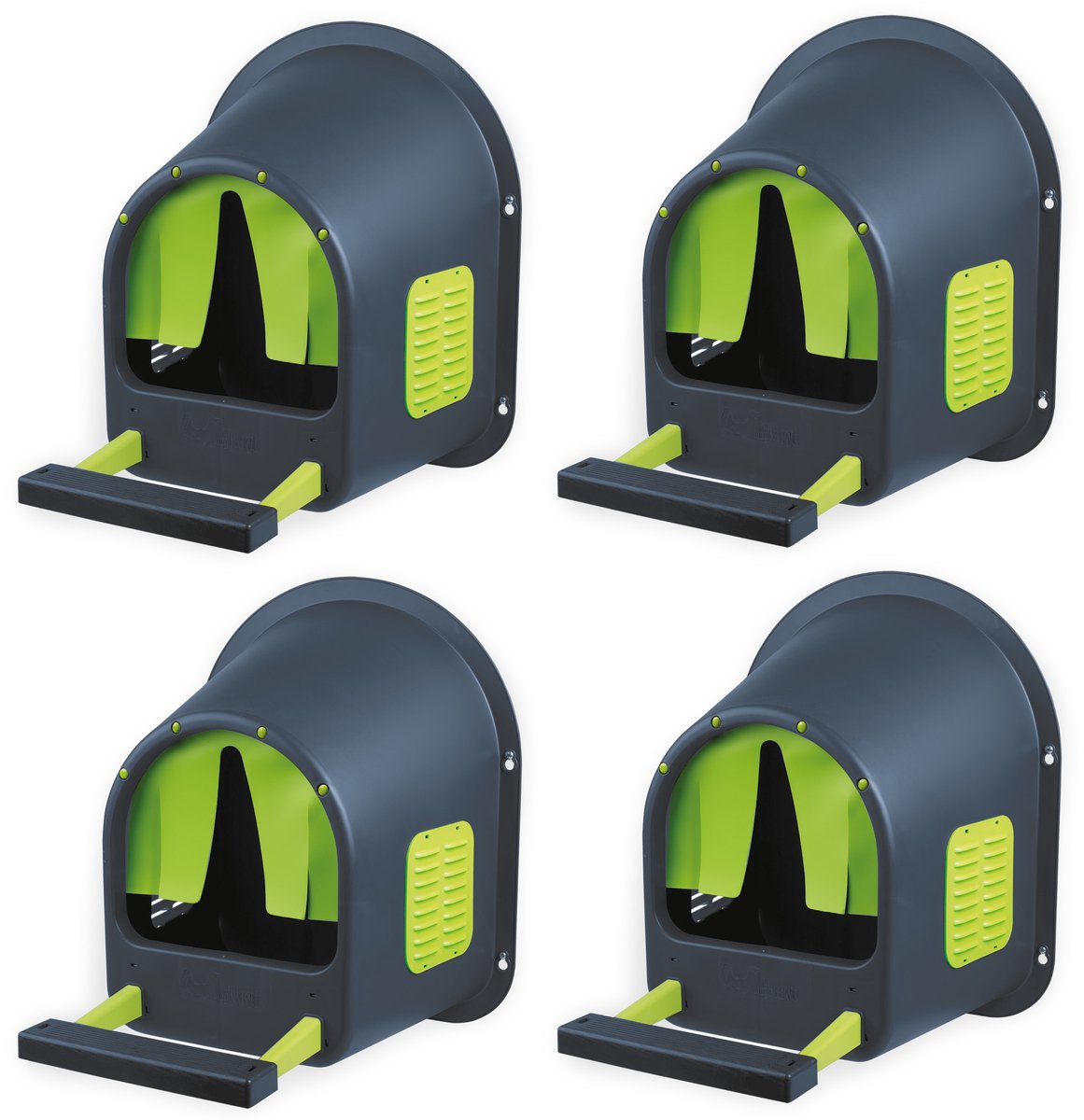 MyHens x Olba legnesten voor kippen in antraciet/limoengroen-4 STUKS-MyCozynest-legnest voor maximaal 5 kippen voor wandmontage-kippennest-pluimveennest