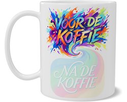 Mok Chaos vs. Koffie - Voor de Koffie / Na de Koffie Grappige Mok - Cadeau voor Koffieliefhebber