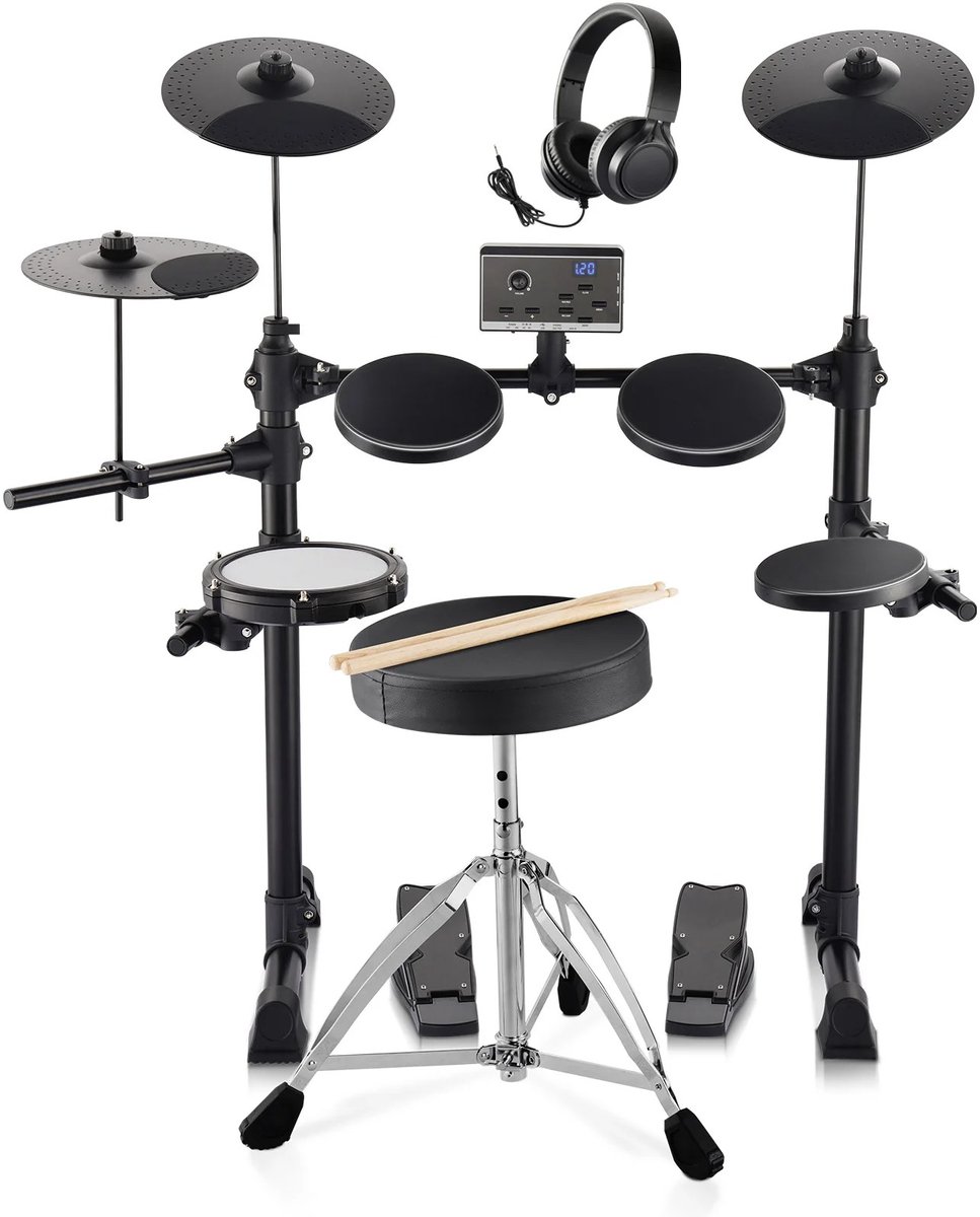 uJOY Elektrisch drumstel voor beginners- Drumset - Meer dan 150 geluiden - Inklapbaar - Verstelbaar voor elke speler