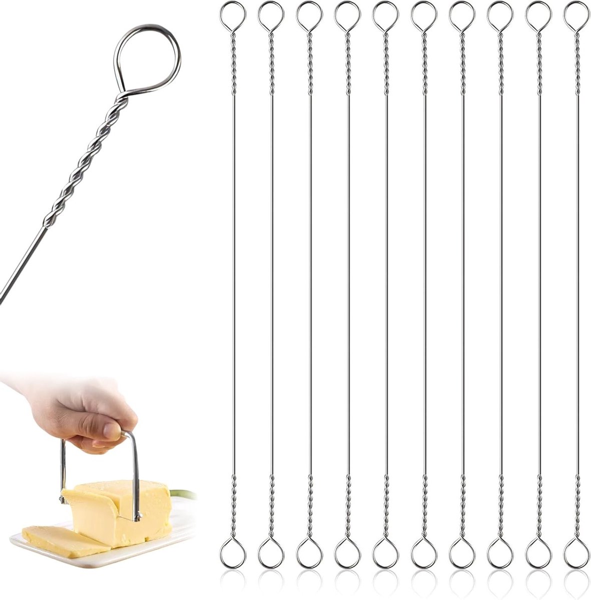 Set van 10 Stuks Kaas Snijdraad van RVS, Vervangbare Snijdraden voor Kaas, Keukenaccessoires voor het Snijden van Zachte Kaas en Taarten