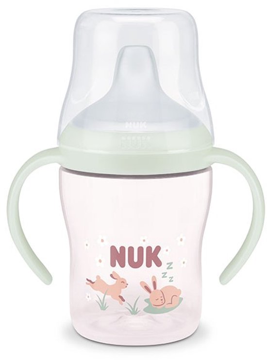 NUK Perfect Match Oefenbeker 150 ml met handgrepen – 6+ maanden – Anti-lek – Glow in the dark – konijntje