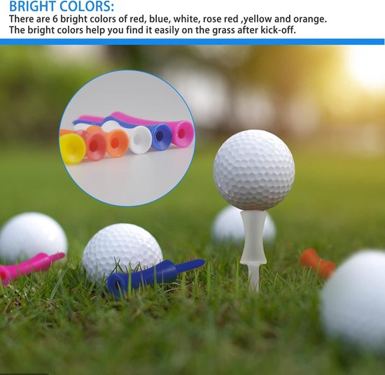 Golf Tees Set - Golfbal Nagels Tacks - Golf Bal Ondersteunen - Duurzaam PP Plastic - 120 Stuks - 6 Kleuren — afbeelding 4