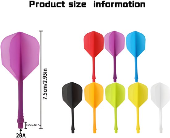Dart Shafts en Flights Set 12 Stuks - 2BA Geïntegreerde Dart Flights - K Flex Stijl - PC Dart Shafts - Wit & Zwart - Dart Accessoires van Merkloos — afbeelding 2