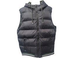 Heren - Stijlvolle Keerbaar Design Zwarte/Legergroene Bodywarmer met Zwarte/Legergroene Capuchon - Maat M-48