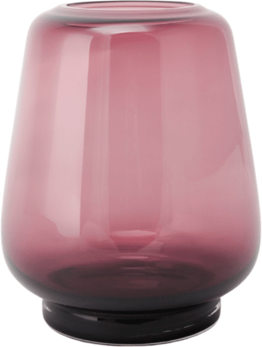 XLBoom Kuro Smooth Large Plum - Mondgeblazen glazen vaas – Kleur Plum roze – Design woondecoratie