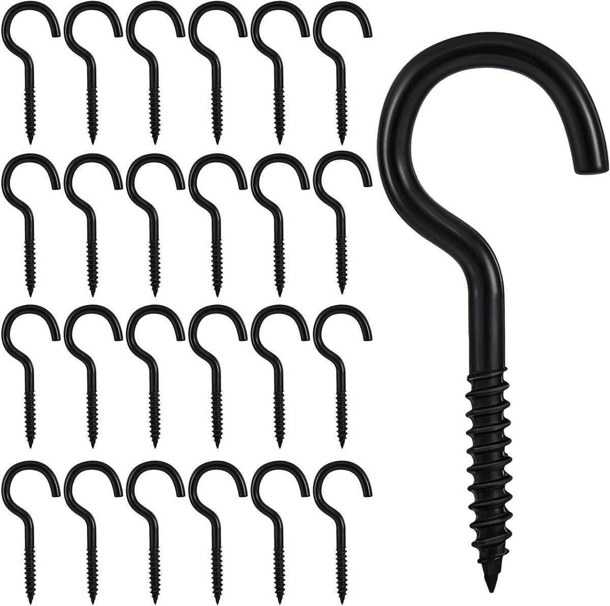 25 Stuks 4 cm Schroefhaken - Zwarte Koppelhaken voor Planten, Keukenaccessoires en Decoratie - Sterke en Duurzame Wand- en Plafondhaken