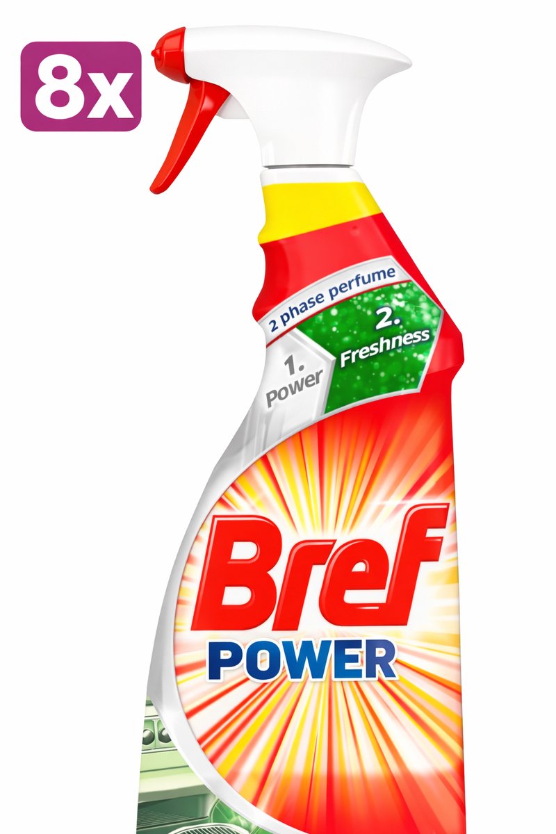8 x Bref Power - Keukenreiniger - Spray - Ontvetter - 750 ml