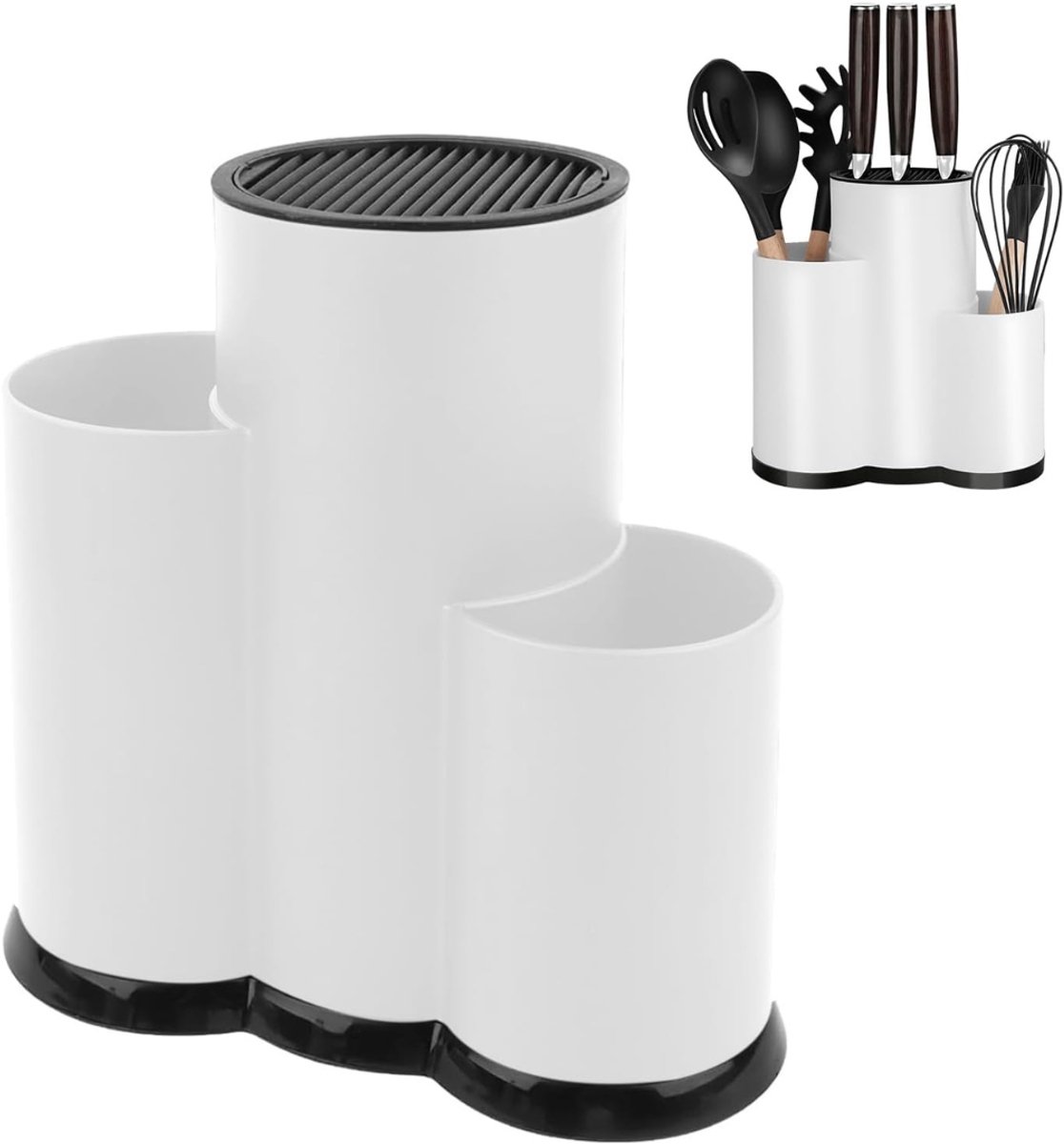 HEZIVO® Messenblok zonder Messen - Messenhouder 3-in-1 - Keuken Organizer Universeel - Wit