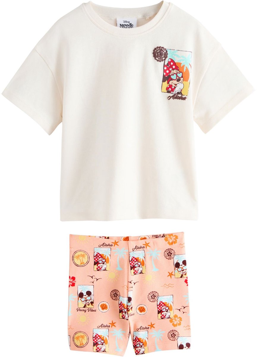 Next - Meisjes - Minnie Mouse Fietsbroekenset - Crème