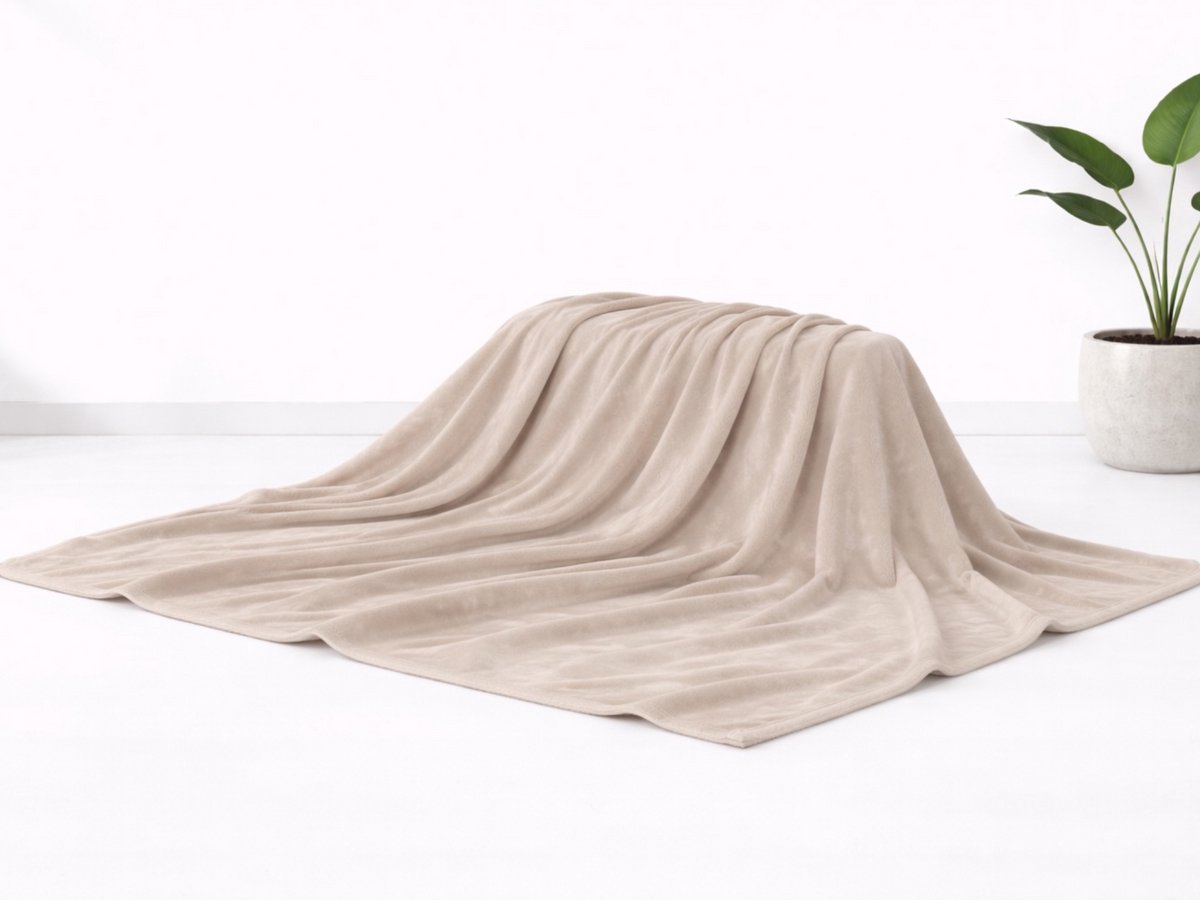 Fleece deken - 200x220 cm - 300gsm - Zand Beige - Luxe Woonplaid - Comfort en Tijdloze Stijl - Zachte deken