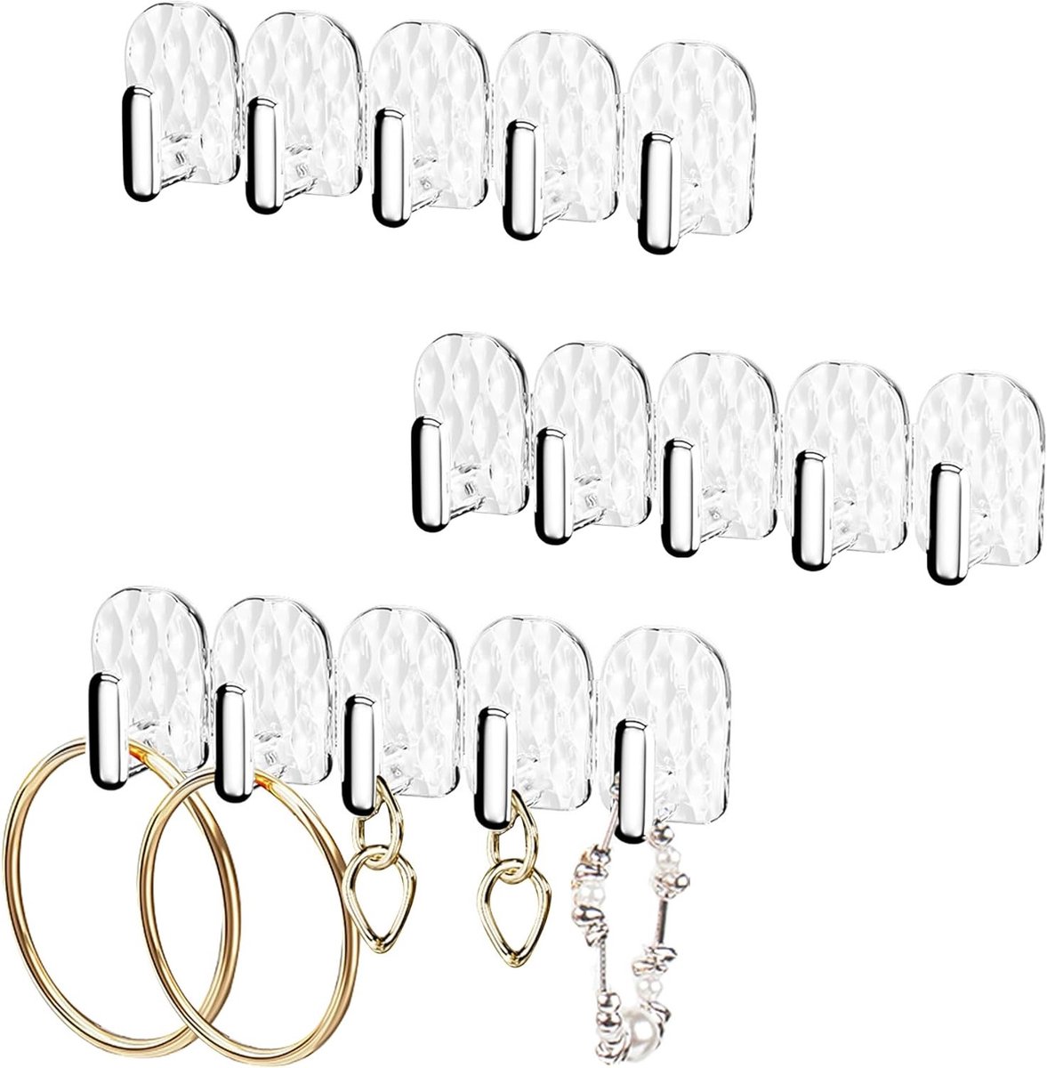 Hanger voor Sieraden met 15 Haken voor Kettingen, Oorbellen en Accessoires - Zelfklevende Sieradenstandaard