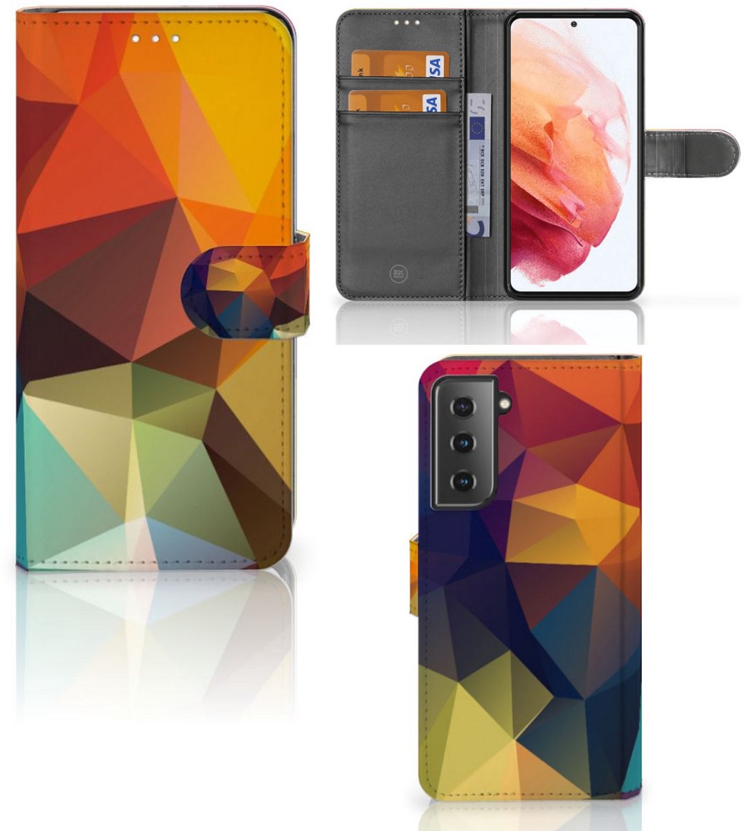 Samsung Galaxy S21 Book Case Polygon Color