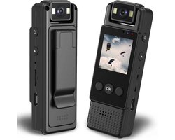 Deze draagbare mini-bewakingscamera met hoge resolutie (1080p) beschikt over een 180° draaibare lens, een batterijduur van 6 uur en bewegingsdetectie, waardoor hij geschikt is voor sporten, fietsen, reizen en andere situaties.