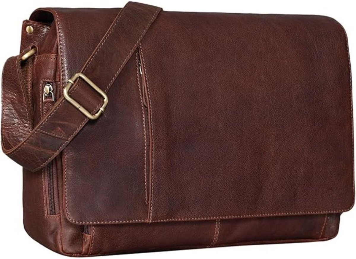 Leren Laptoptas - Laptoptas - Leren Tas - Luxe Leren Laptoptas - Werktas - Schoudertas - Business Tas - Leren Business Tas - 15,6 inch - Donkerbruin - van Imperatoris