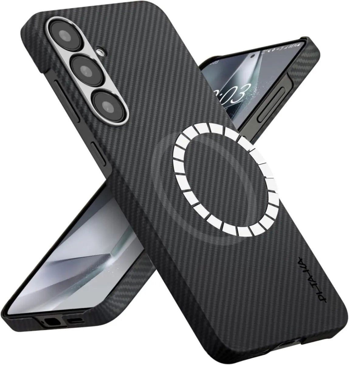 PITAKA MagEZ 6 Hoesje Geschikt voor Samsung Galaxy S25 - Compatibel met MagSafe / Qi2 - Back Cover 600D Aramidevezels - Ultra Dun - Zwart