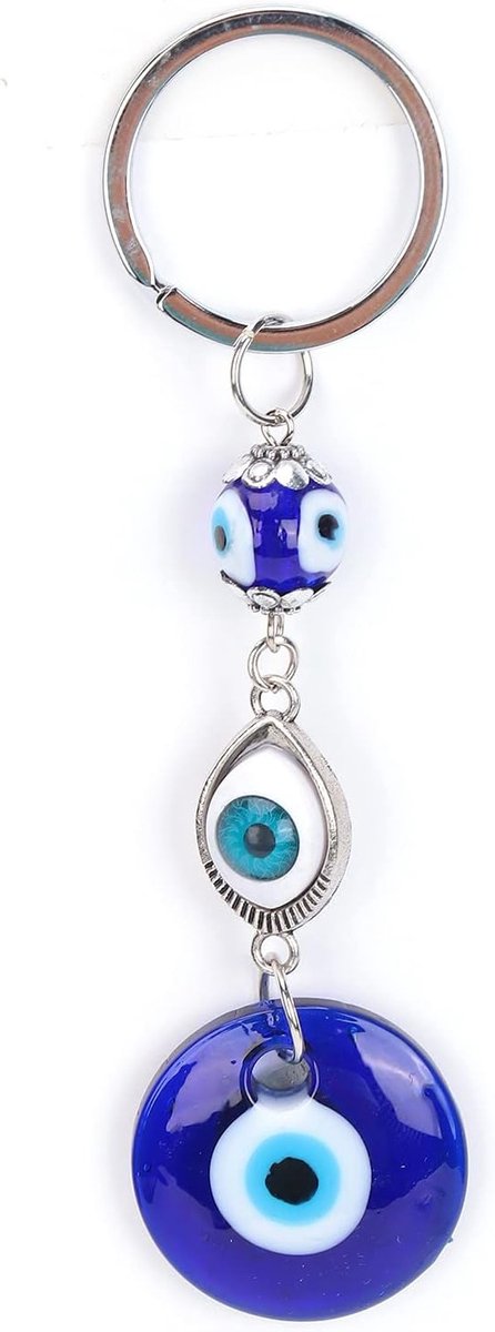 Kleurrijke Sleutelhanger met Evil Eye Versiering, Geluksbrenger en Bescherming, 4.7 x 1.2 inch, Perfecte Accessoire voor Sieraden en Cadeaus