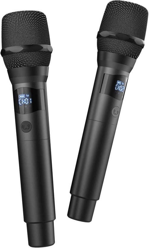 Draadloze Microfoonset 2 Microfoons Karaoke Bluetooth 25u Accu Ruisvrij Signaal 15m Bereik Fresh ’n Rebel