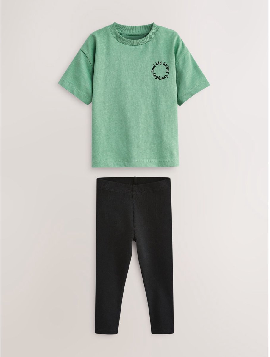 Next T-shirt van 100% katoen met korte mouwen en legging