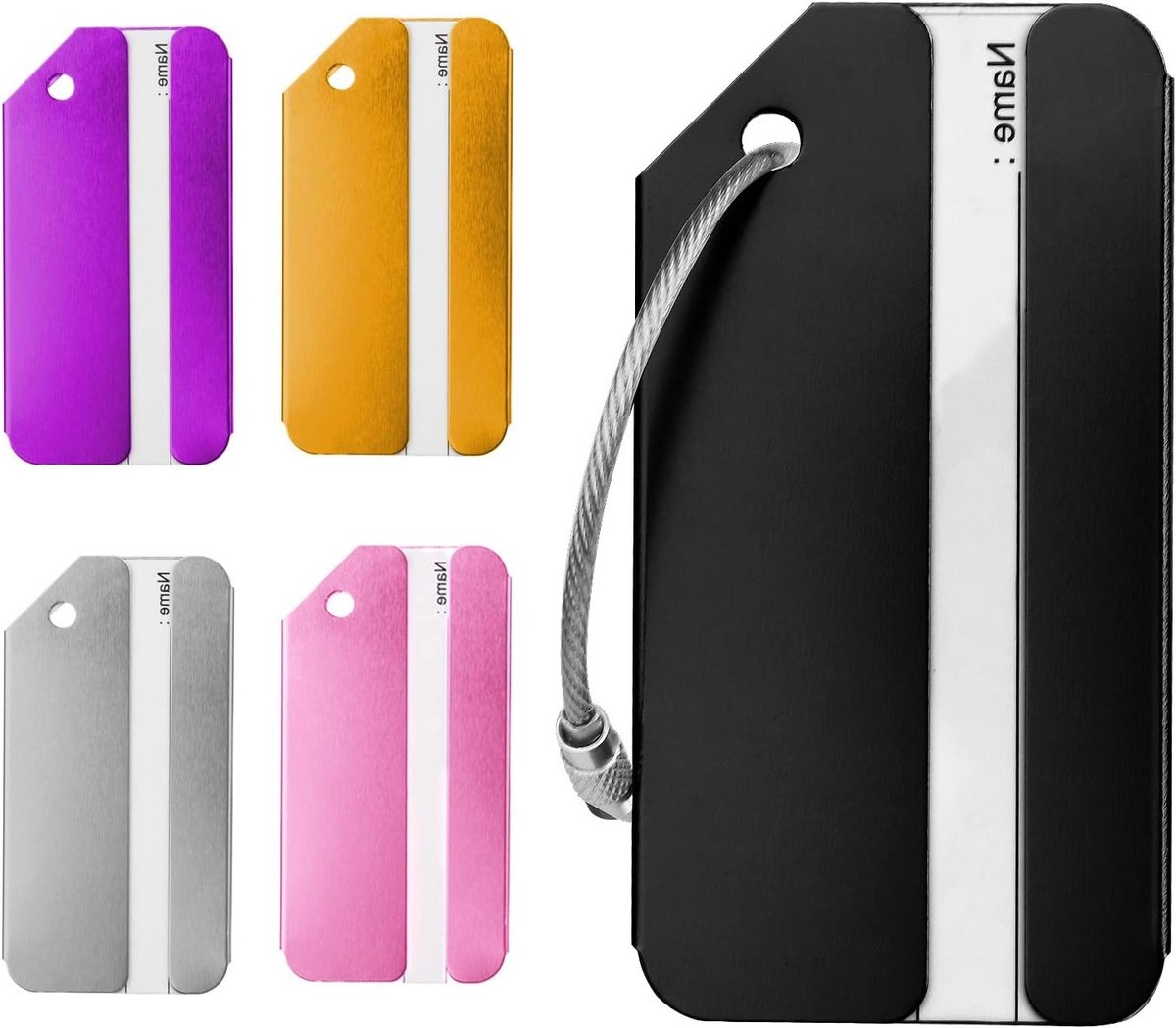 Set van 5 Aluminium Luggage Tags voor Koffers, Handbagage en Reisaccessoires - Multicolor Identiteitslabels voor Gepersonaliseerde Reiservaring