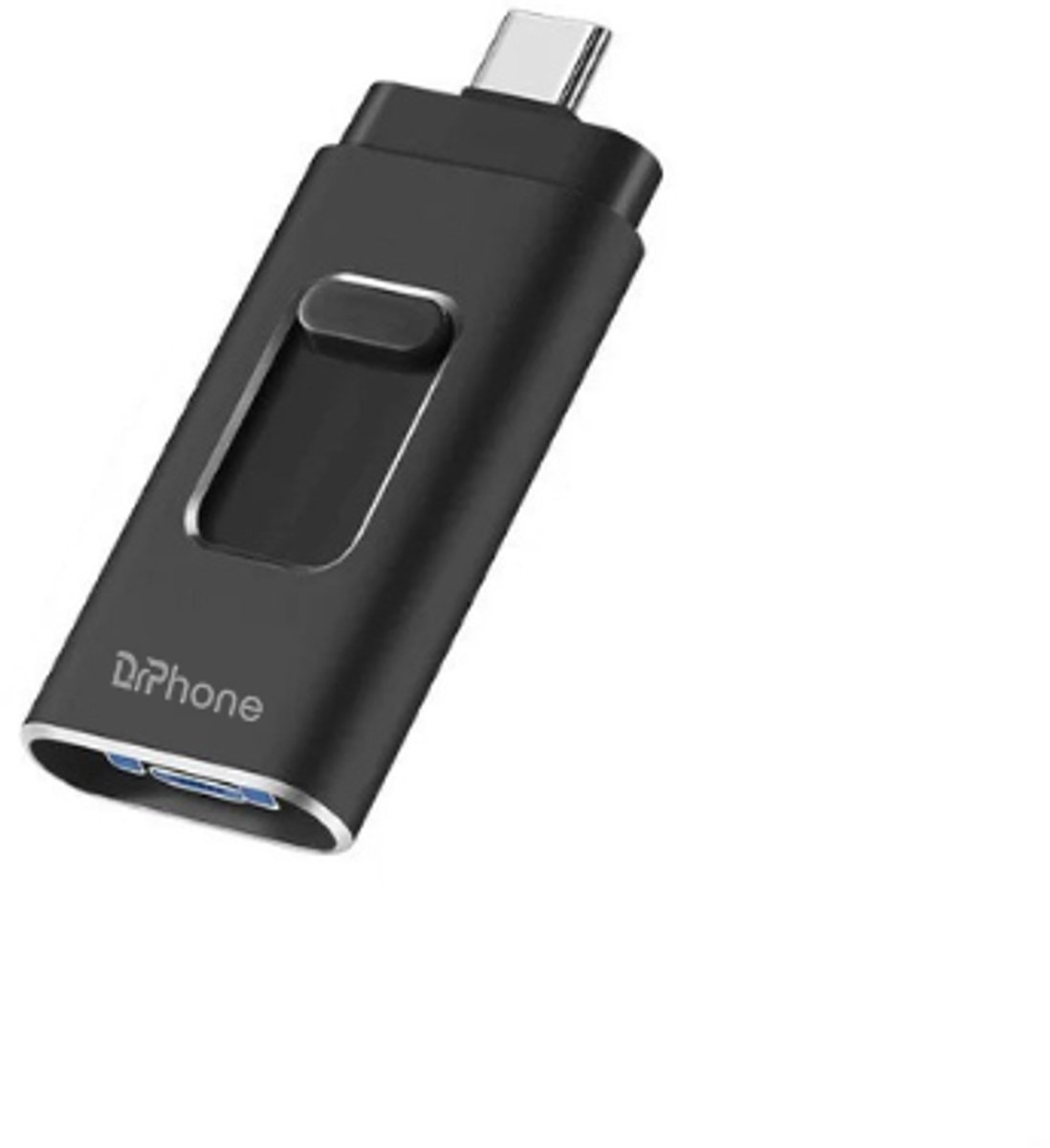 DrPhone EasyDrive - 128GB - 4 In 1 Flashdrive - OTG USB 3.0 + USB-C + Micro USB + Ligtning iPhone - Android - Tablet Opslag