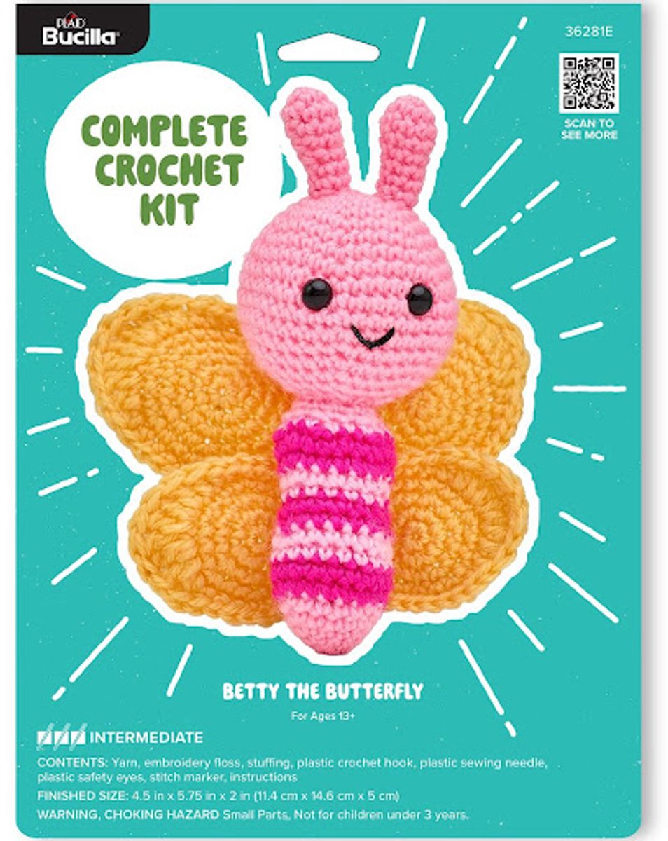 Plaid Bucilla - Haakpakket - Crochet kit - Betty the butterfly - Betty de vlinder - 36281E
