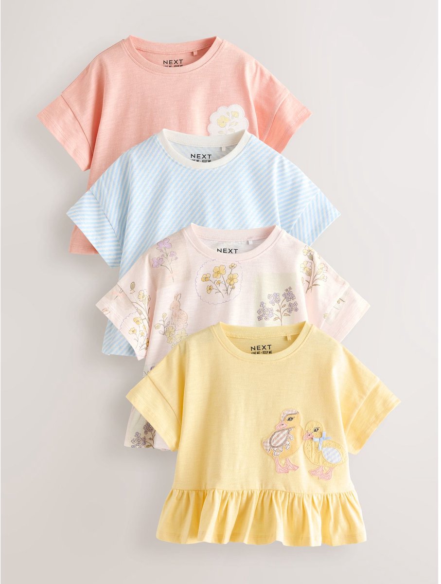 Next - Meisjes - Set van 4 T-shirts - Blauw