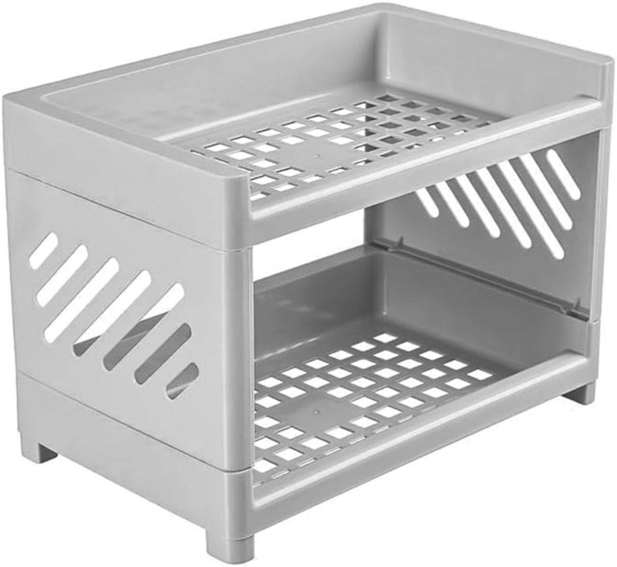 Grijze verdikte desktop organizer voor schrijfbehoeften, cosmetica en badkameraccessoires in plastic met holle frame voor thuisgebruik