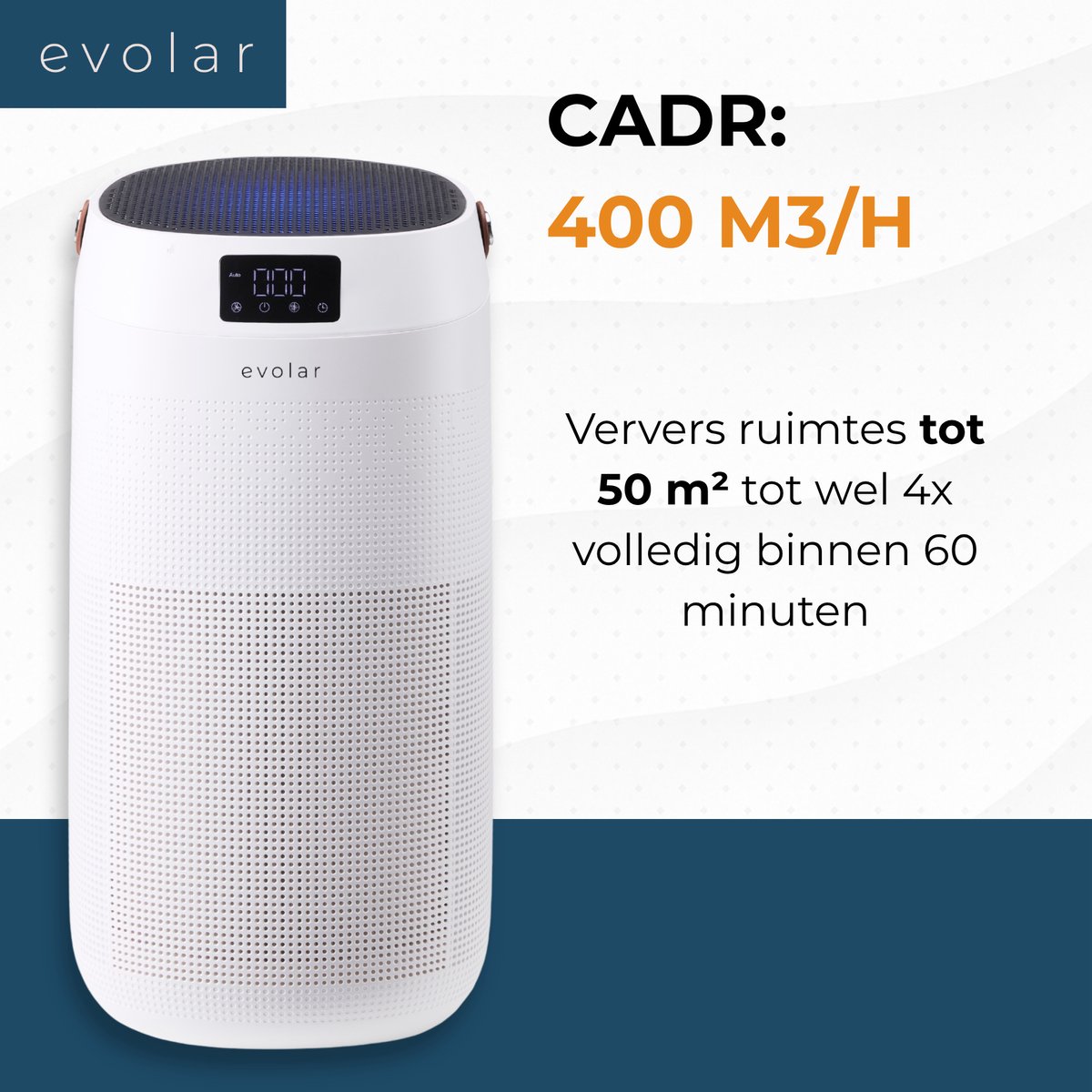 Evolar Luchtreiniger met 2x HEPA 13 Filter - CADR: 400m3/h - Air Purifier - Slaapmodus - Luchtkwaliteit Indicator - Pure4 + — afbeelding 2