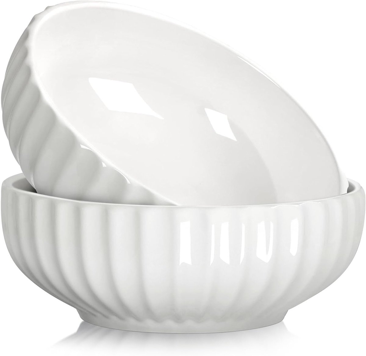 Keramische Saladeschaal 20 cm, 1.5 L - Ideaal voor Salades, Pasta en Soep - Set van 2 Stuks