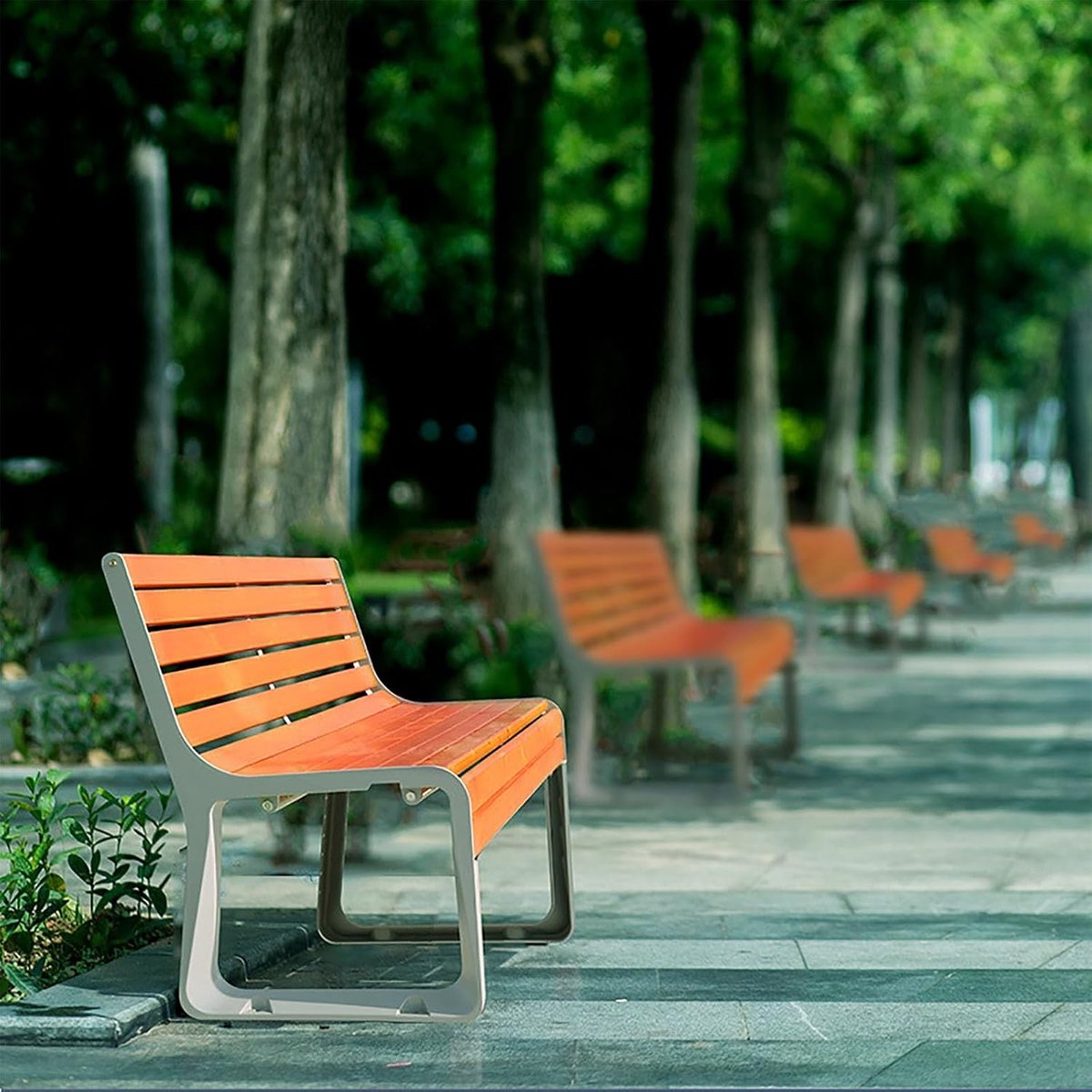 Luxe Ergonomische Houten Tuinbank 150 cm met Versterkt Metalen Frame en Drievoudige Ondersteuning – Weerbestendige Parkbank voor Tuin, Veranda en Terras
