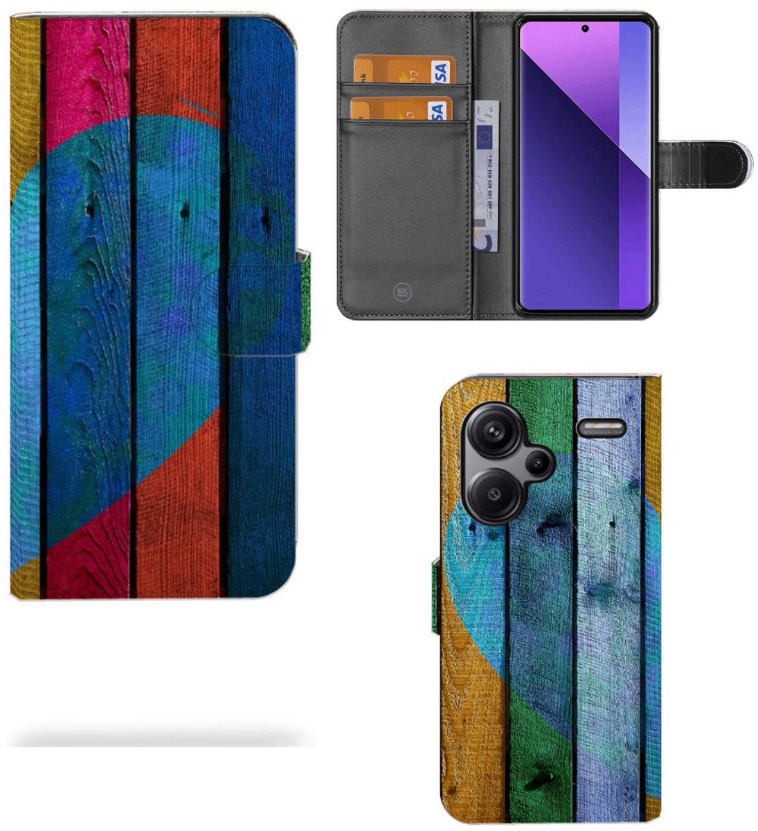 Xiaomi Redmi Note 13 Pro Plus Book Style Case Wood Heart - Cadeau voor je Vriend