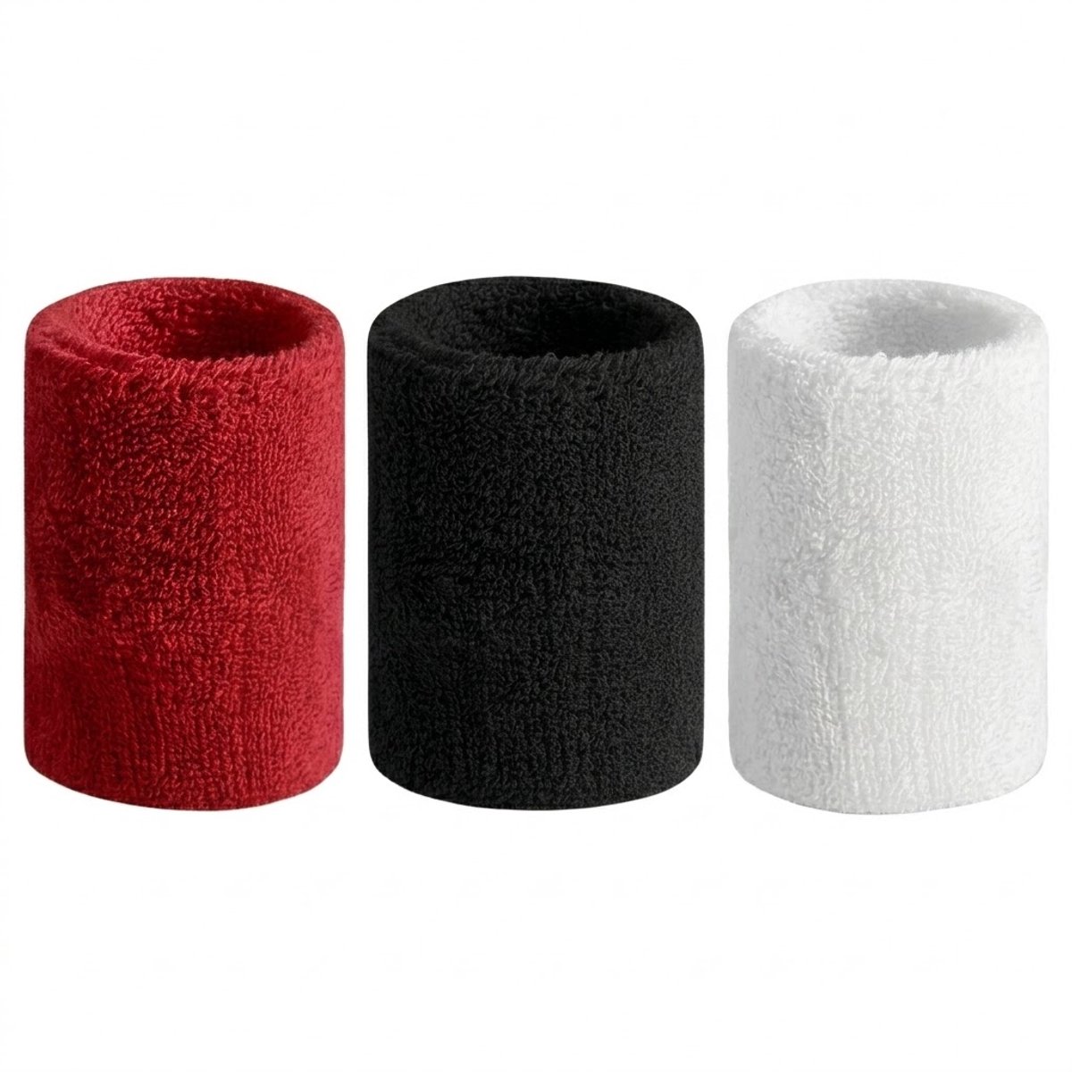 Zwart wit rode zweetband polsband set voor dames en heren – 3 delige sport pols zweetband set met zachte textiel structuur – elastische polsbanden voor fitness, hardlopen, yoga, gym en training