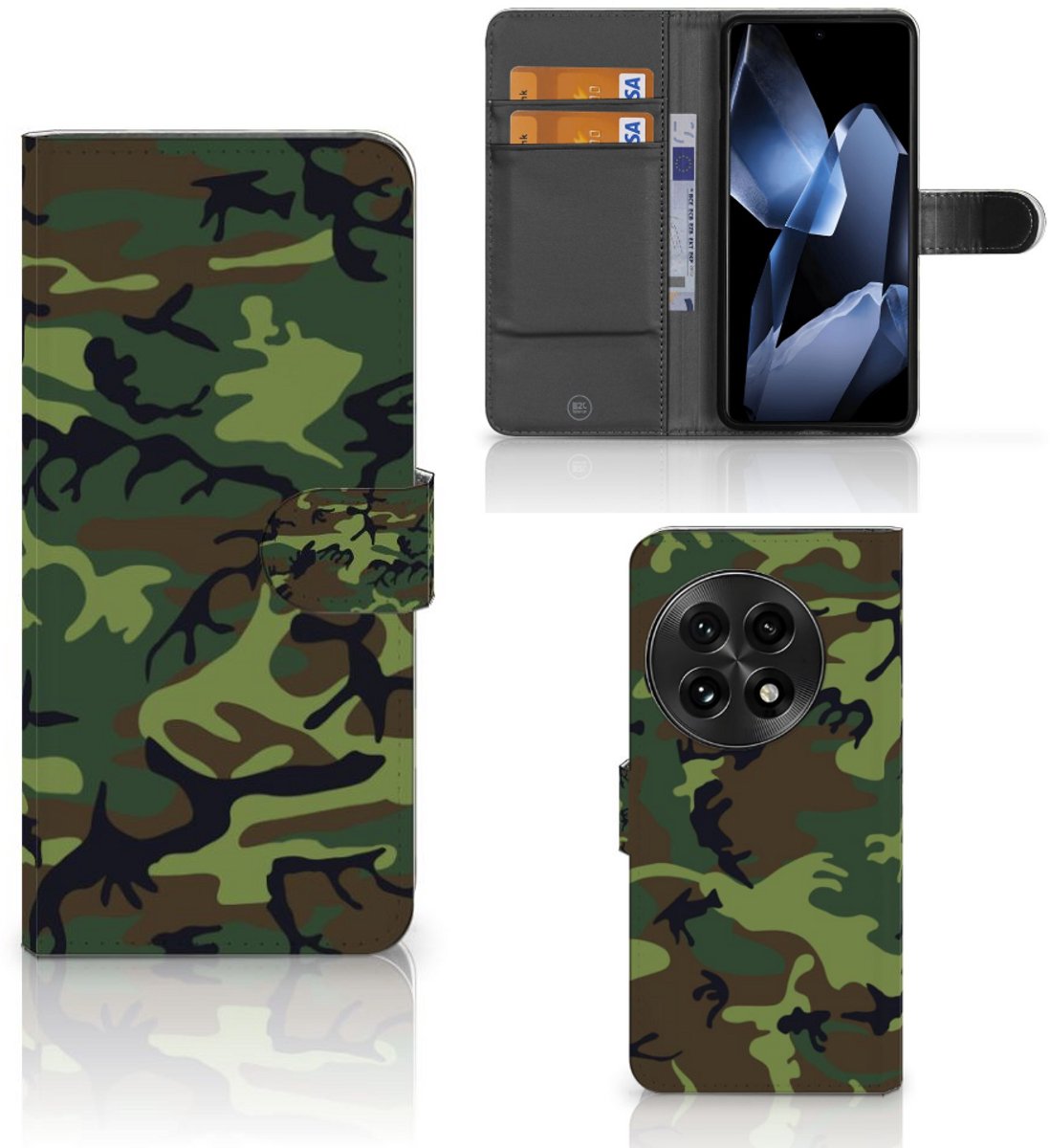 Book Case voor OnePlus 13 Telefoon Hoesje Army Dark
