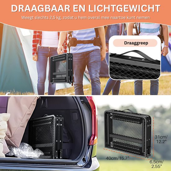 HEZIVO® BBQ Bijzettafel - Barbecue Tafel - Dienbladtafel - Grillwagen Opvouwbaar - Hoogte Verstelbaar - 60 x 40 x 75 cm van Hezivo — afbeelding 5