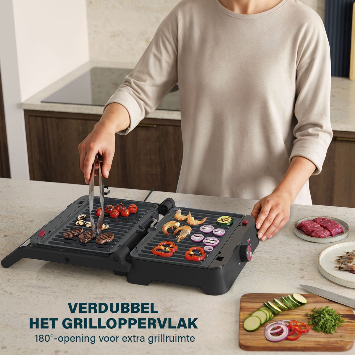 Princess Contactgrill - tosti apparaat - Grill 27,5x18cm - 117502 - 1800W - Uitklapbaar - Uitneembare PFAS-vrije platen - vaatwasserbestendig — cadeau in Kookcadeaus - foto 8