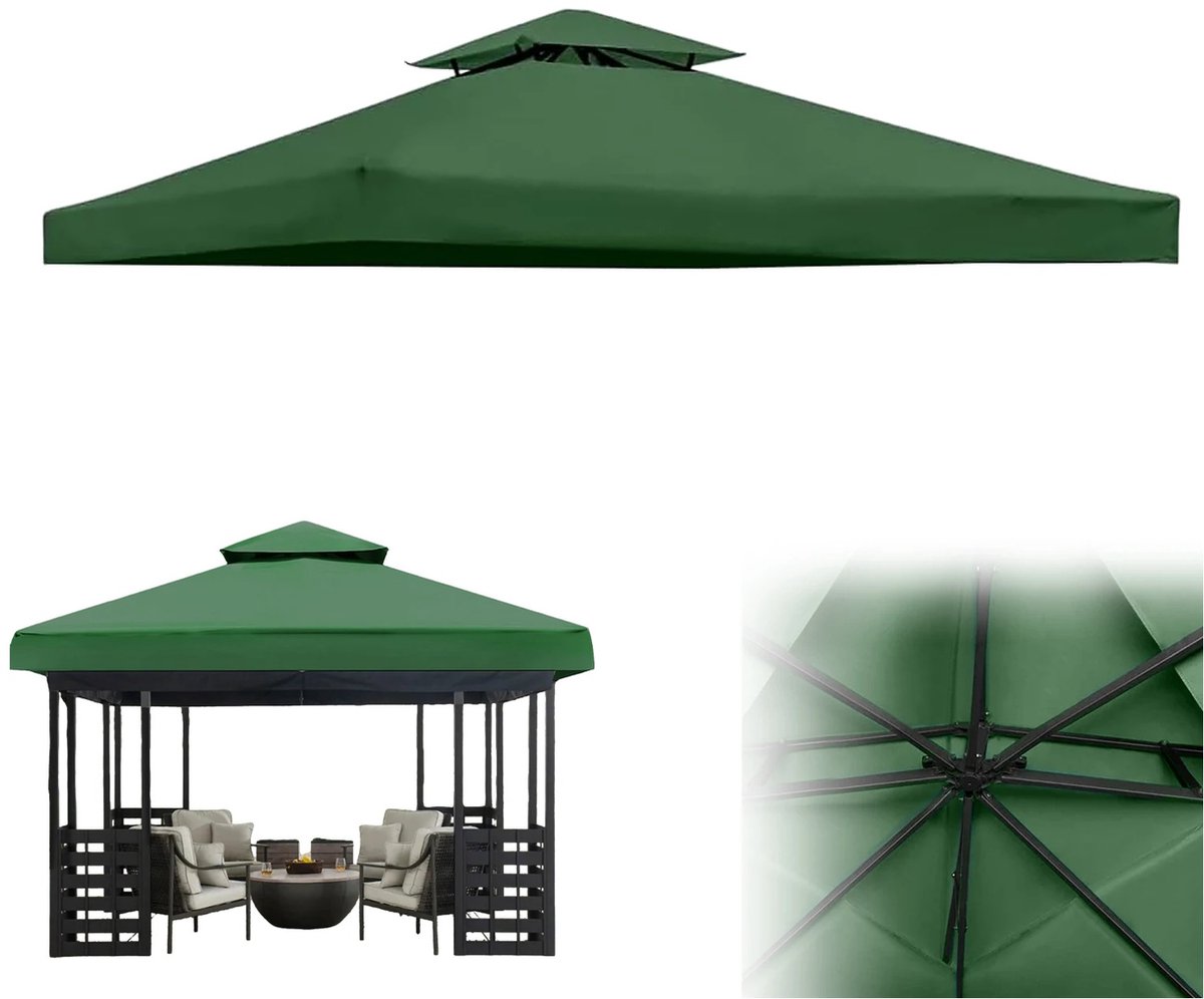 Vervangende canopyhoes 3x3m - voor partytent of gazebo - waterafstotend - groen