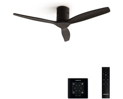 CREATE - Plafondventilator 40W silent 100% hout - S - Geen licht - Controller voor wandmontage - WIND CALM NATURAL WOOD