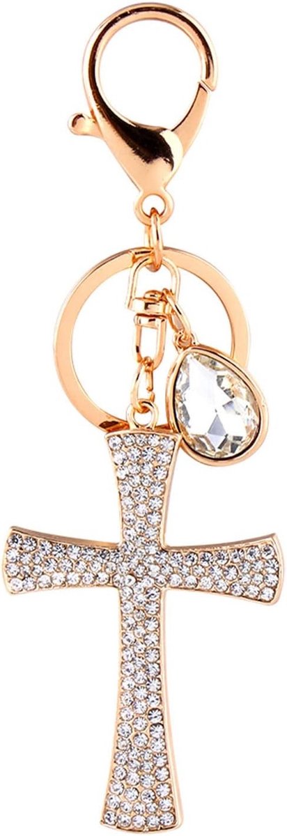 Kruis Sleutelhanger met Kristallen Hakken - Elegante Sleutelhanger voor Dames, Meisjes en Accessoires voor Telefoon en Tas