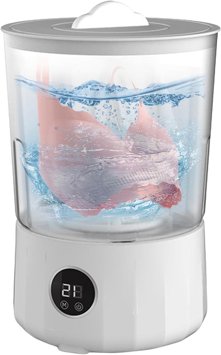 Mini Wasmachine - Compact Reiniger - Reizen en Kamperen - Oplaadbaar en Draagbaar - 1.5 Liter - Wit