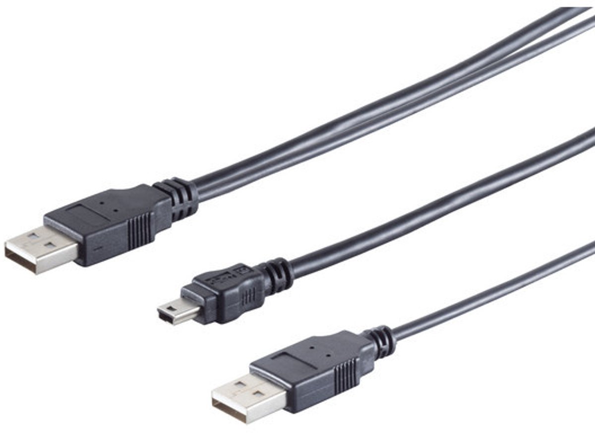 USB-Y-Stromkabel 2xUSB A-St./USB-B-Mini 5 pin 0,6m