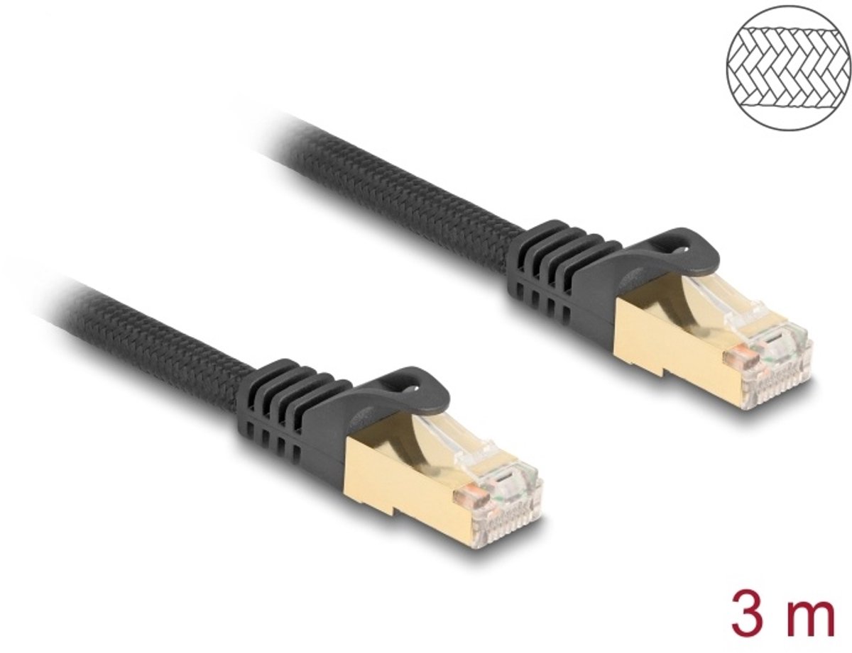 DeLOCK 80319 netwerkkabel Zwart 3 m Cat6a S/FTP (S-STP)