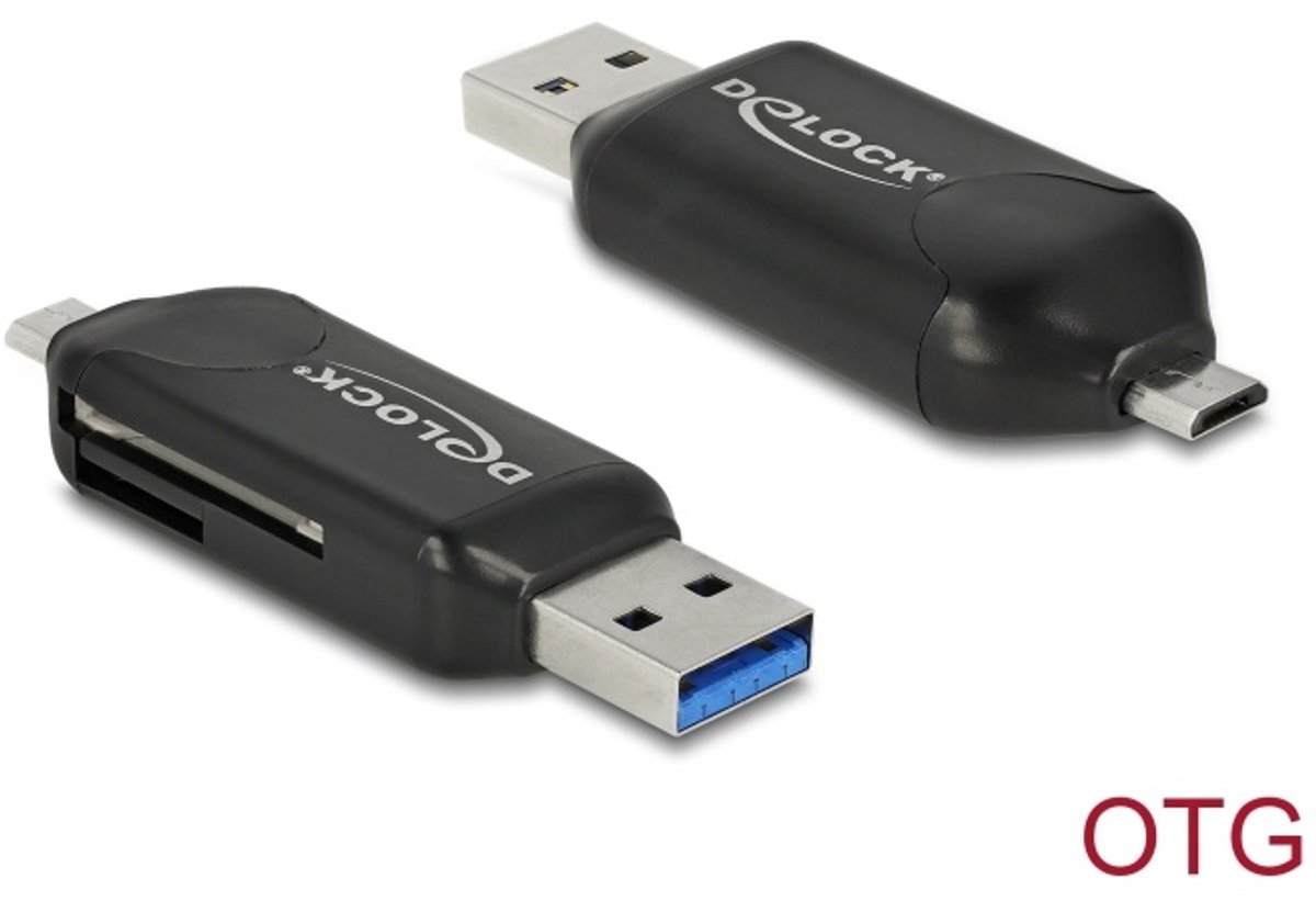 DeLOCK 91734 geheugenkaartlezer Zwart USB/Micro-USB
