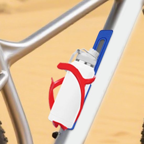 Fleshouder Adapter - Bidon Montage - Fiets Accessoire - Verstelbare Beugel - 16x6x1 cm - Kort Blauw — afbeelding 2